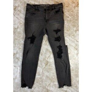 American Eagle Black High Rise Distressed Jegging Women’s Size 14 Regular